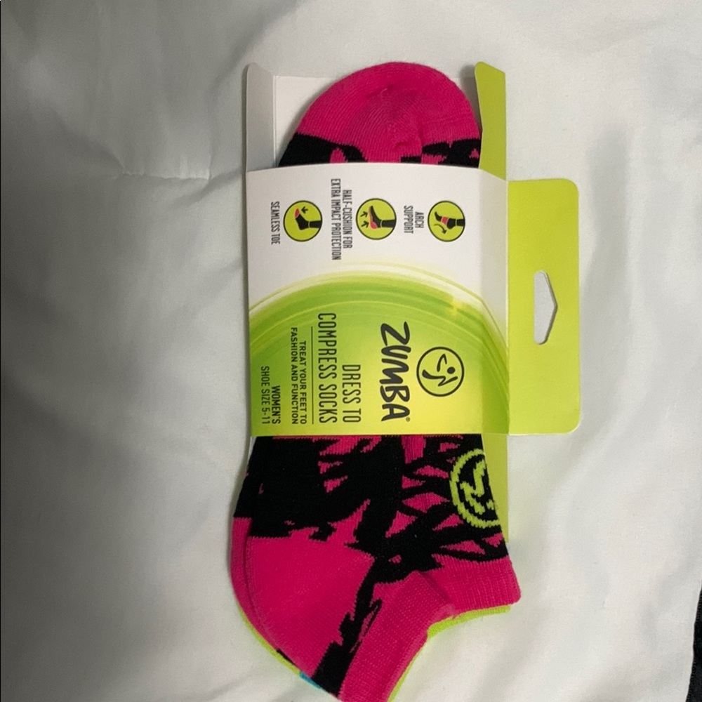 Zumba Fitness Neon Pink and Black Compression Socks